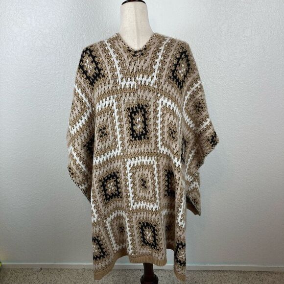 Cocogio Granny Square crochet alpacablend BoHo poncho wrap cardigan OS Italy NEW - Picture 3 of 7